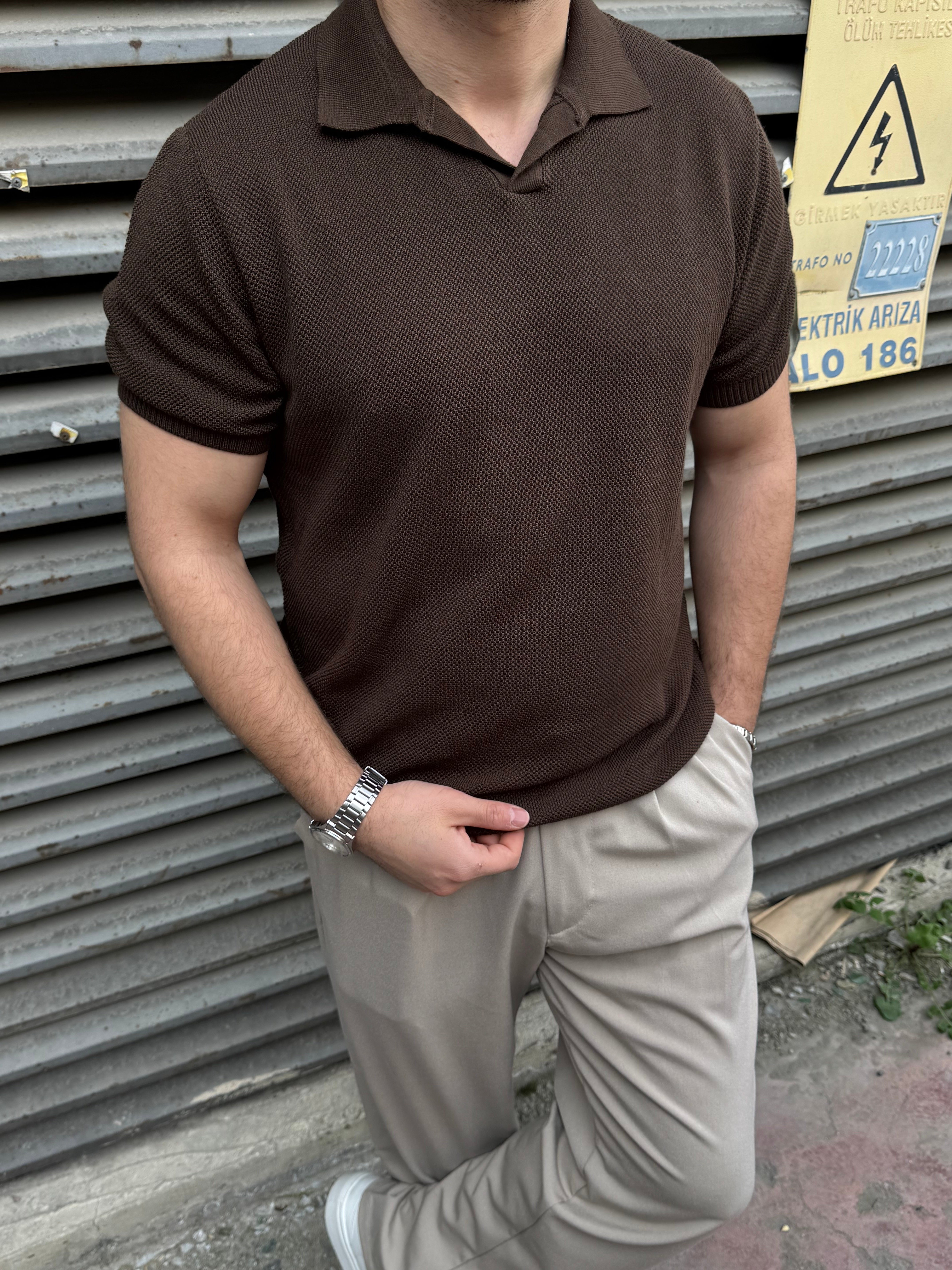 Regular Yakalı Trıko  T-Shirt