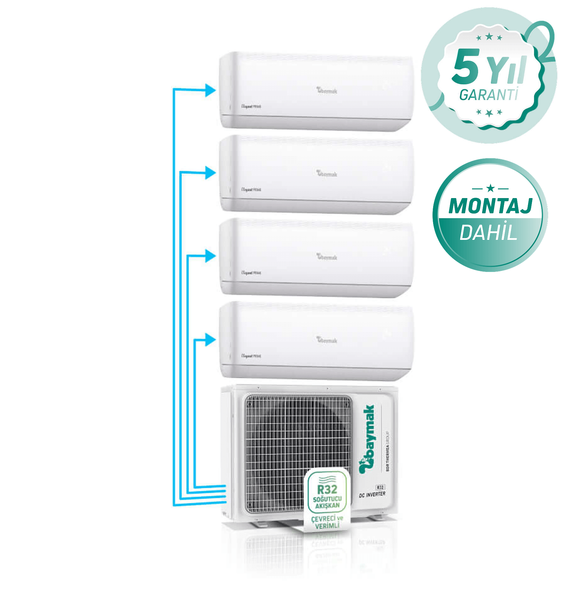 Baymak Elegant Prime Multi Duvar Tipi Siplit Klima 1X4 BAYMAK Gaziantep Kombi Klima Dünyası
