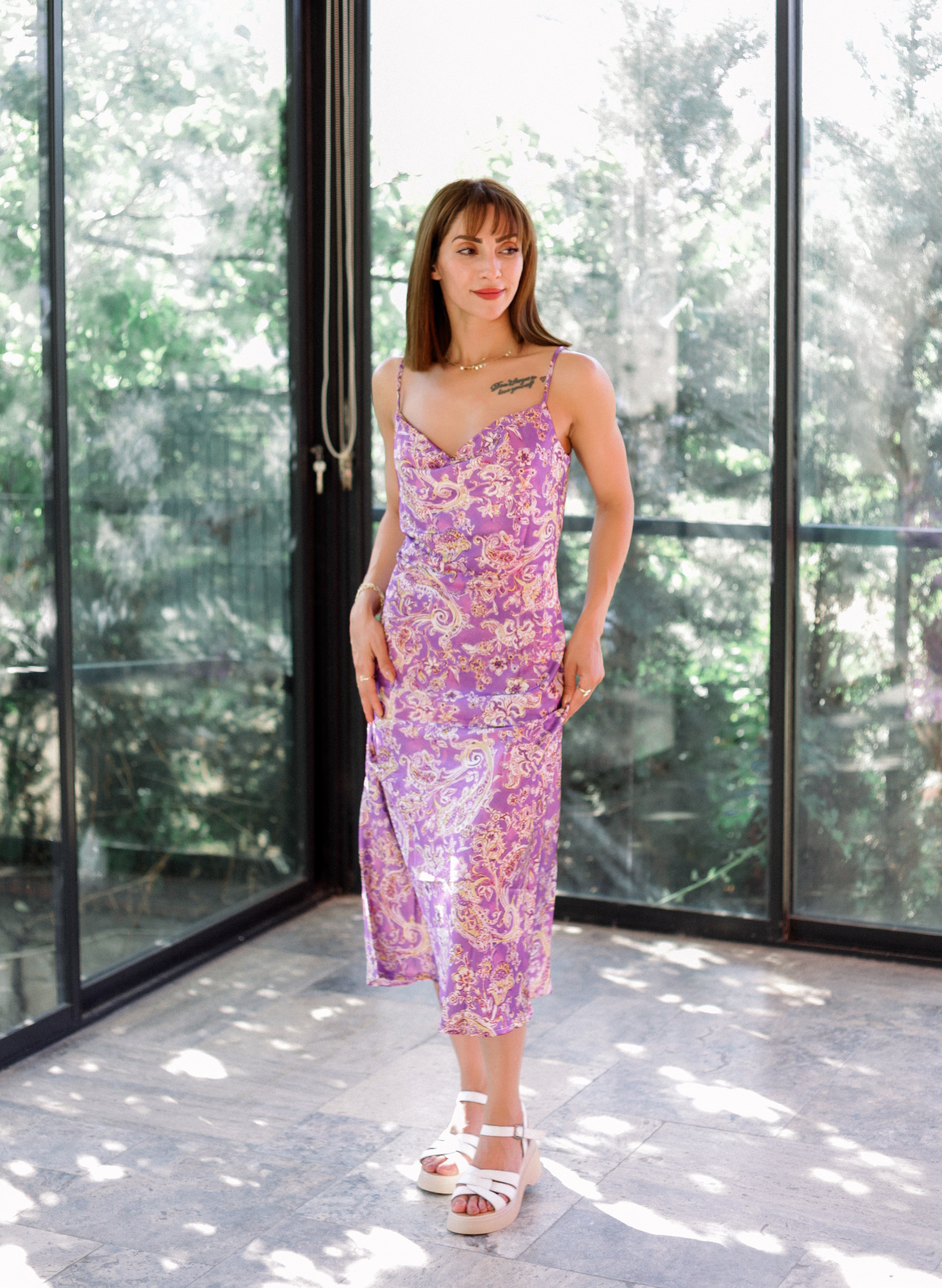 Lila Paisley Elbise
