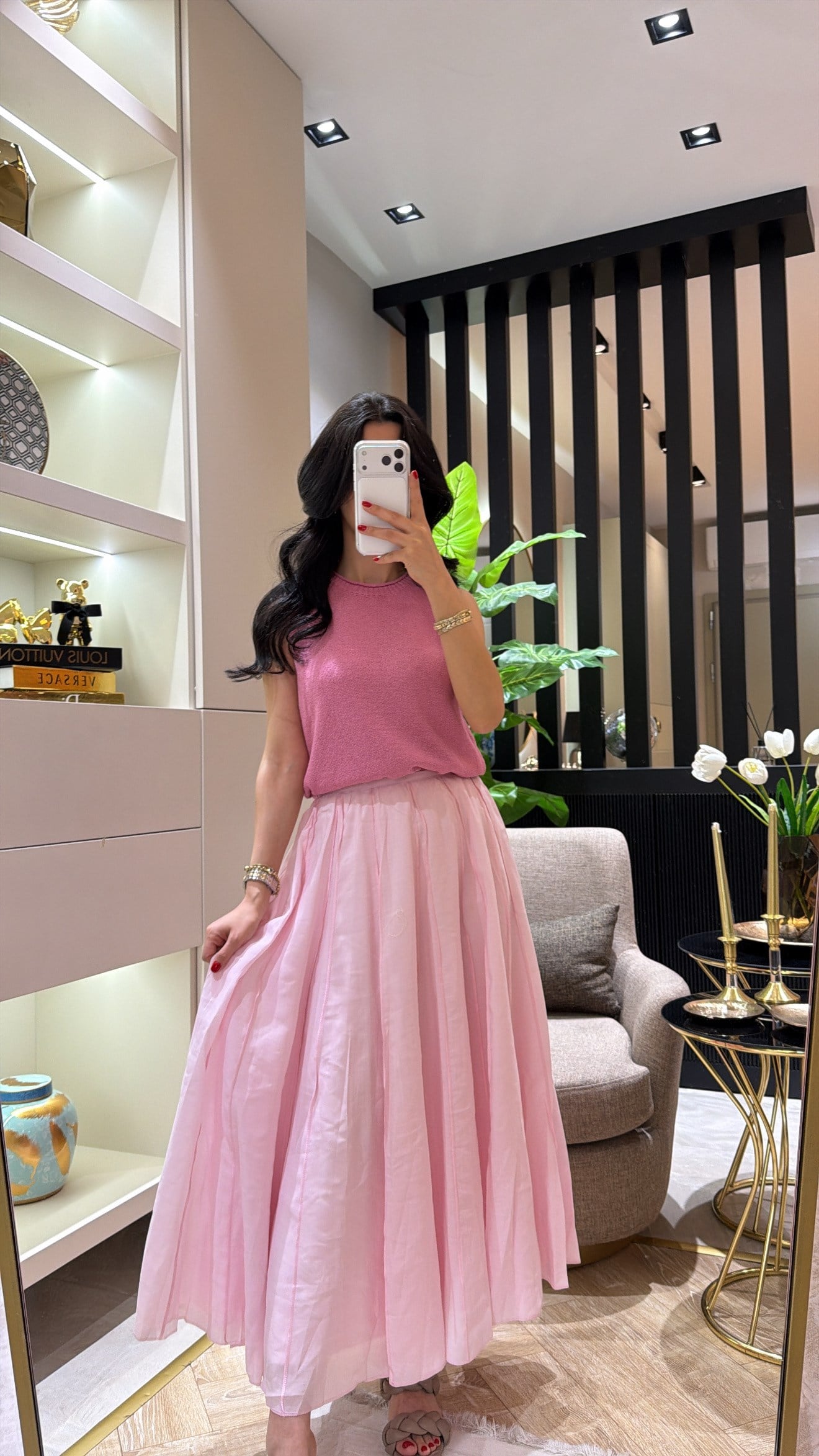 PİLİSELİ PEMBE MAXI ETEK