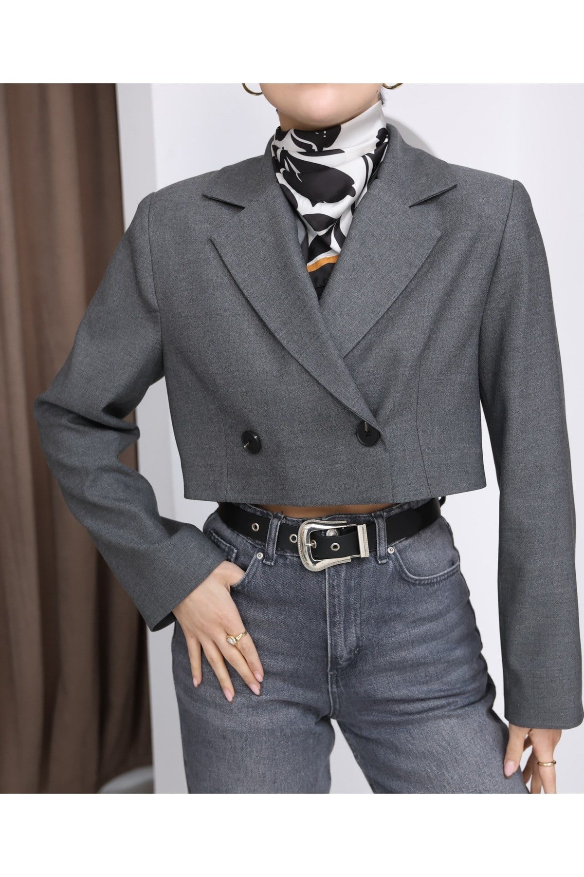 Kadın Crop Blazer Ceket