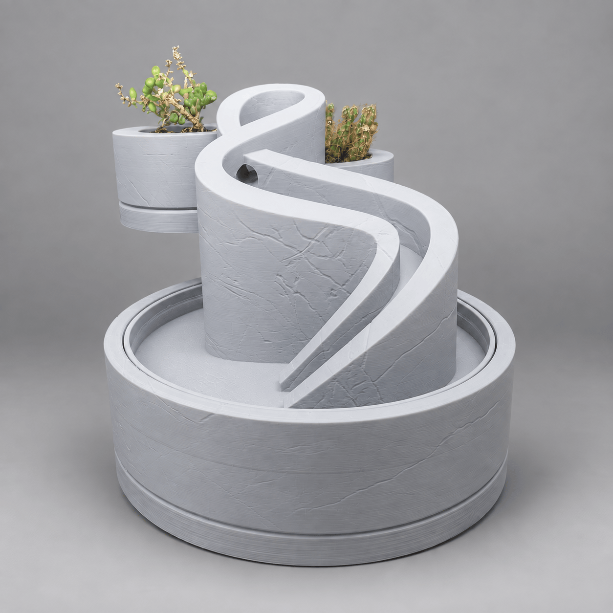 Çiçeklikli Sarmal Kablolu 3D PLA Dekoratif Şelale