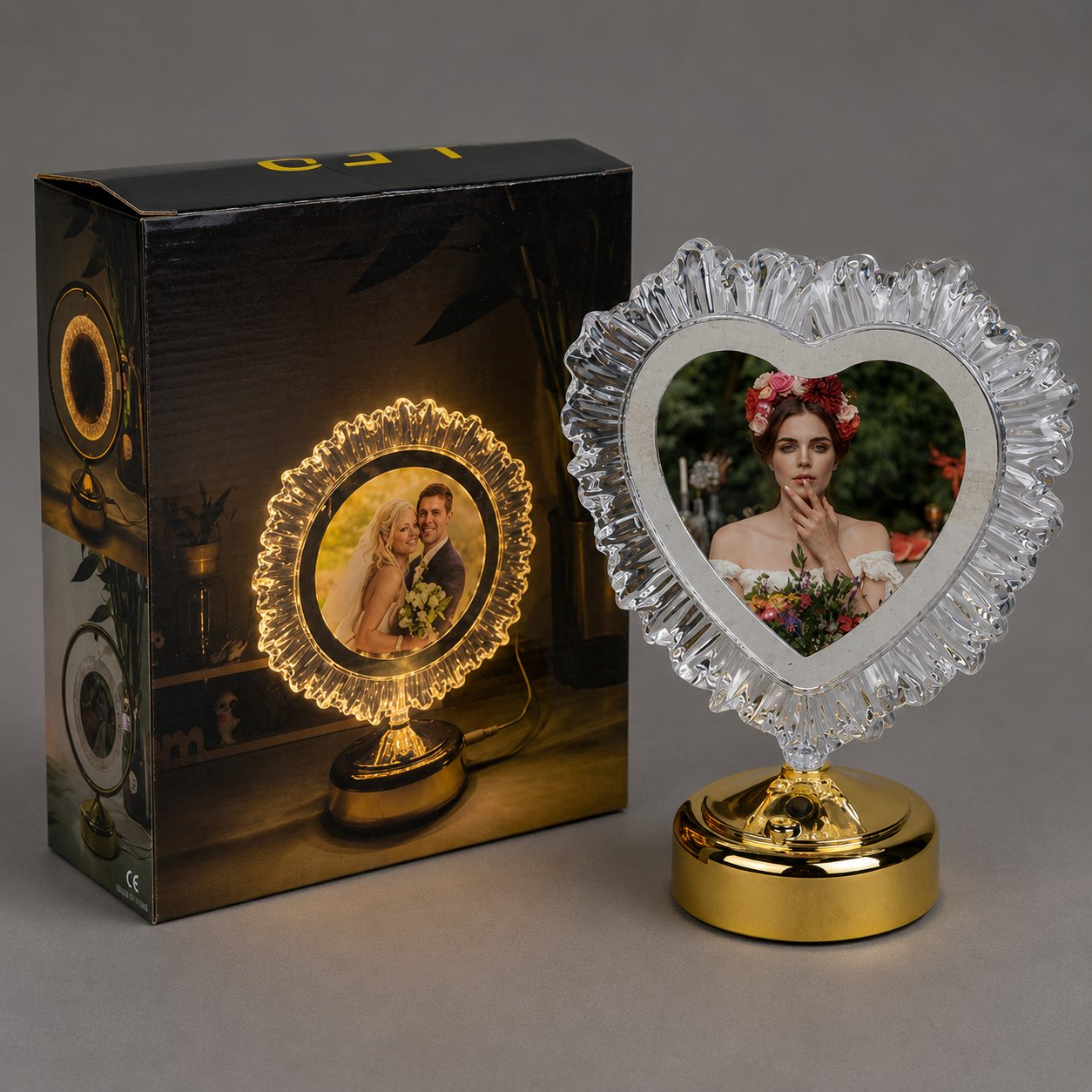 Kristal Yuvarlak Ledli Fotoğraf Çerçevesi - 20x26cm
