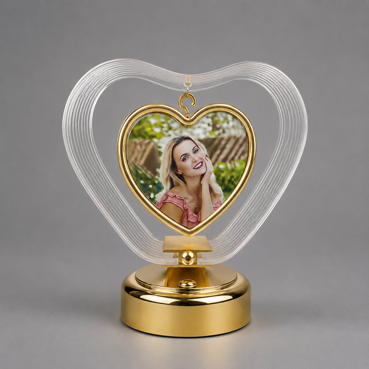 Ledli Çember Fotoğraflı Abajur - 18x21cm