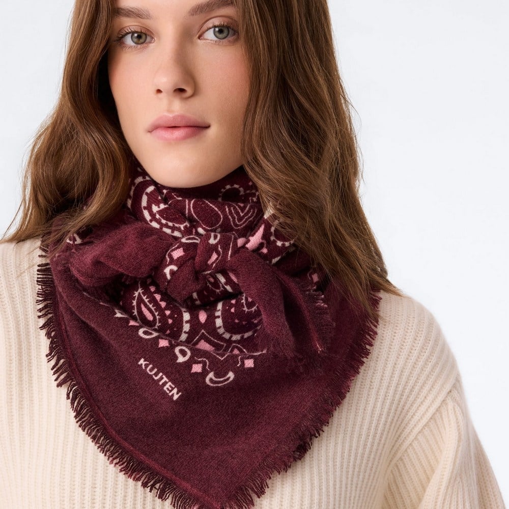 Large Bandana Hachiko Printed Cashmere