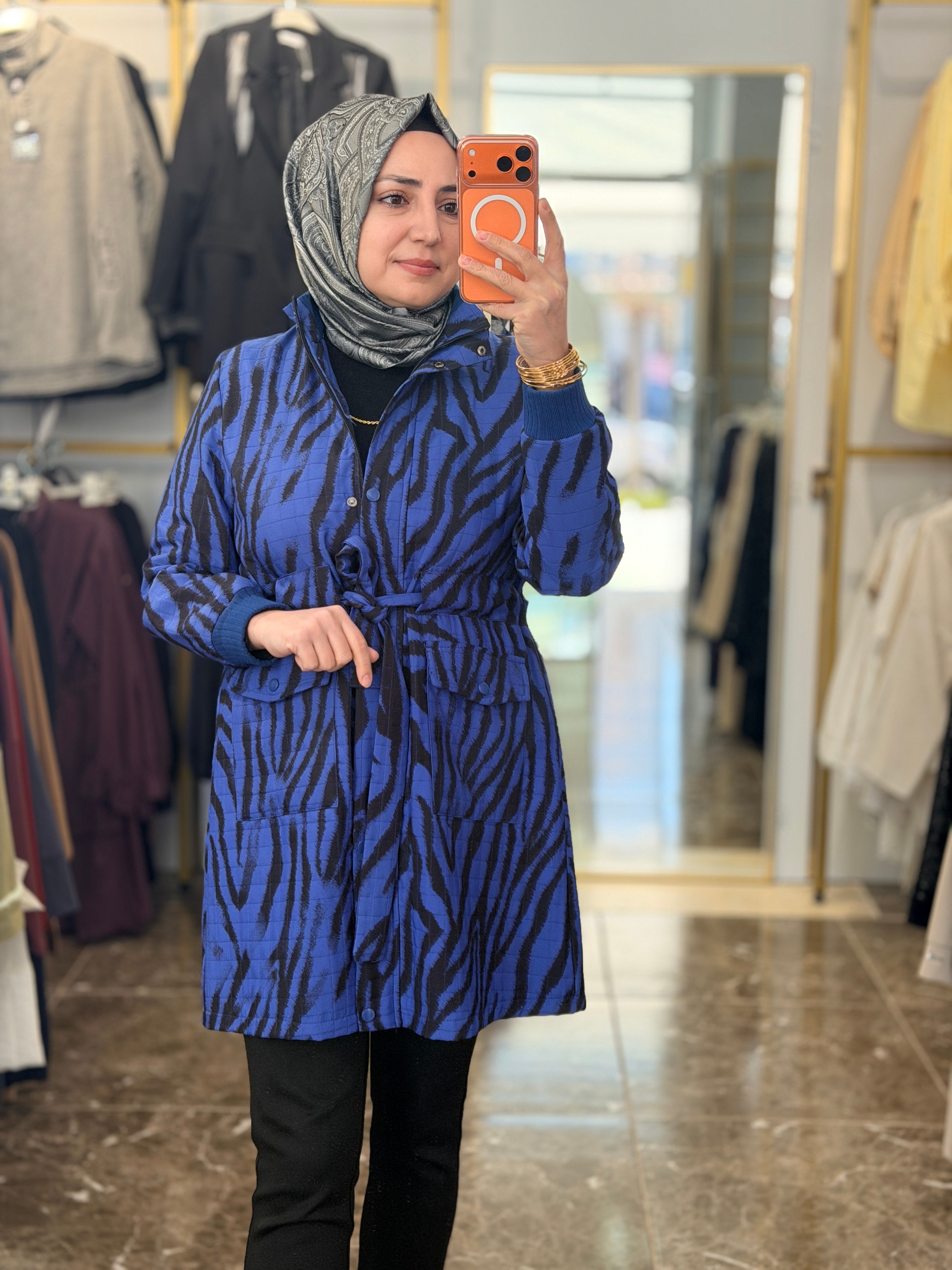 3005 Kapitone Belden Bağlamaları Leopar Kap