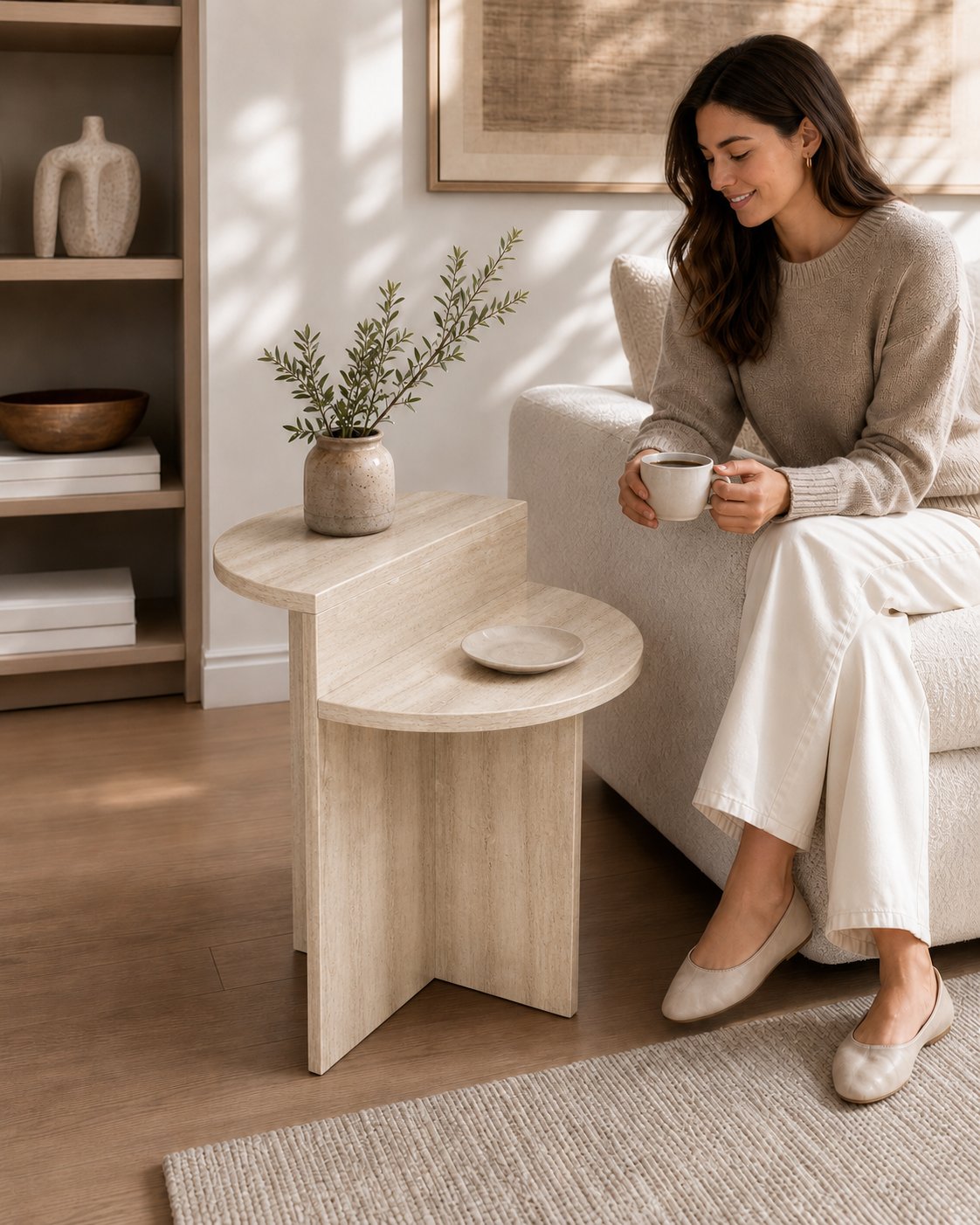 Luna Yan Sehpa Oval Hatlı 