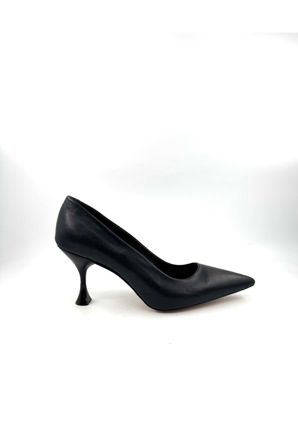 Hakiki Deri Yüksek Topuklu Siyah Stiletto