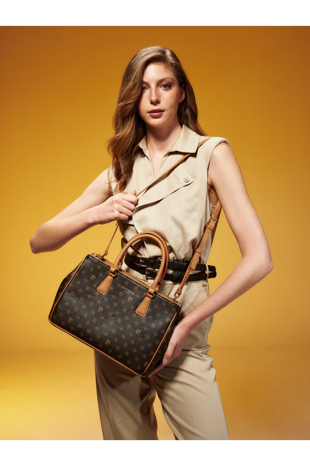 Premium Line Kahve Monogram Kadın Omuz Çantası 05PO25Y10329