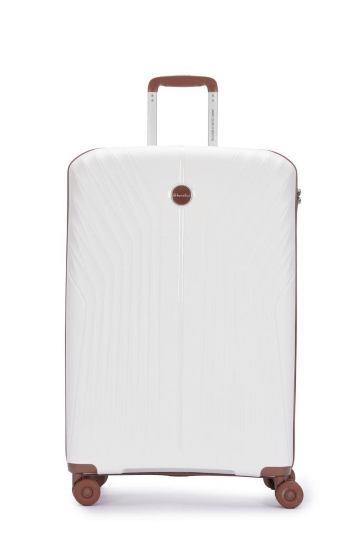 Trolley Valiz Beyaz Büyük Boy 14BNT8010 Kırılmaz tekerlekli 360 derece dönerli yaylı sistem