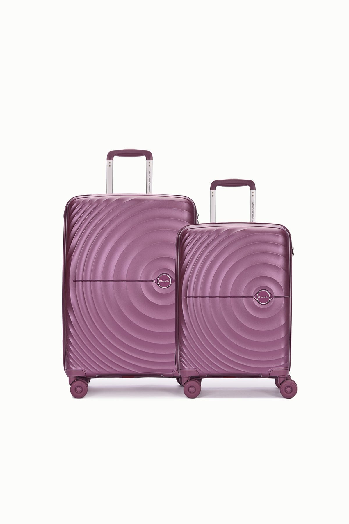Benetton 2'li Set Orta Ve Kabin Boy %100 Polipropilen Valiz Bordo 14Bnt8002