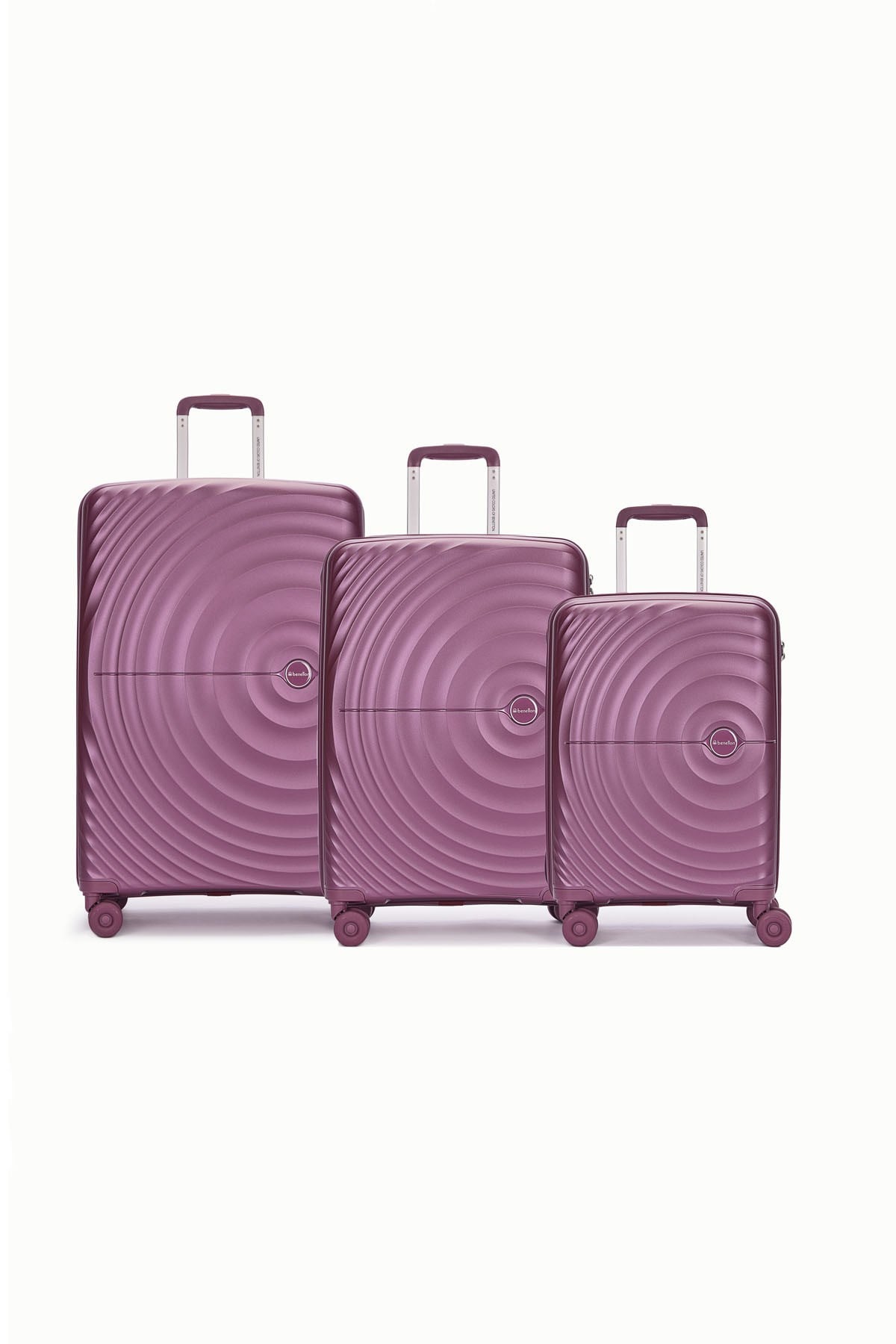 Benetton 3'lü Valiz Set Büyük Orta Ve Kabin Boy %100 Polipropilen Bordo 14Bnt8002