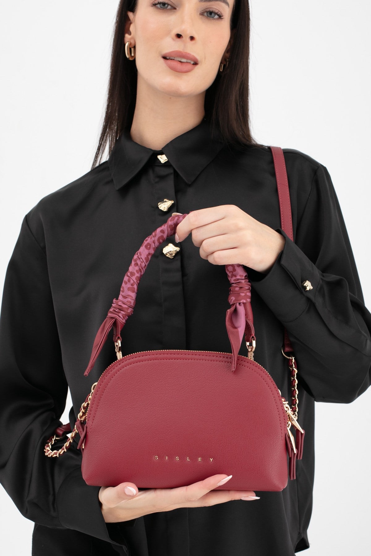 KADIN KOL ÇANTASI BORDO - TAŞ SLY277
