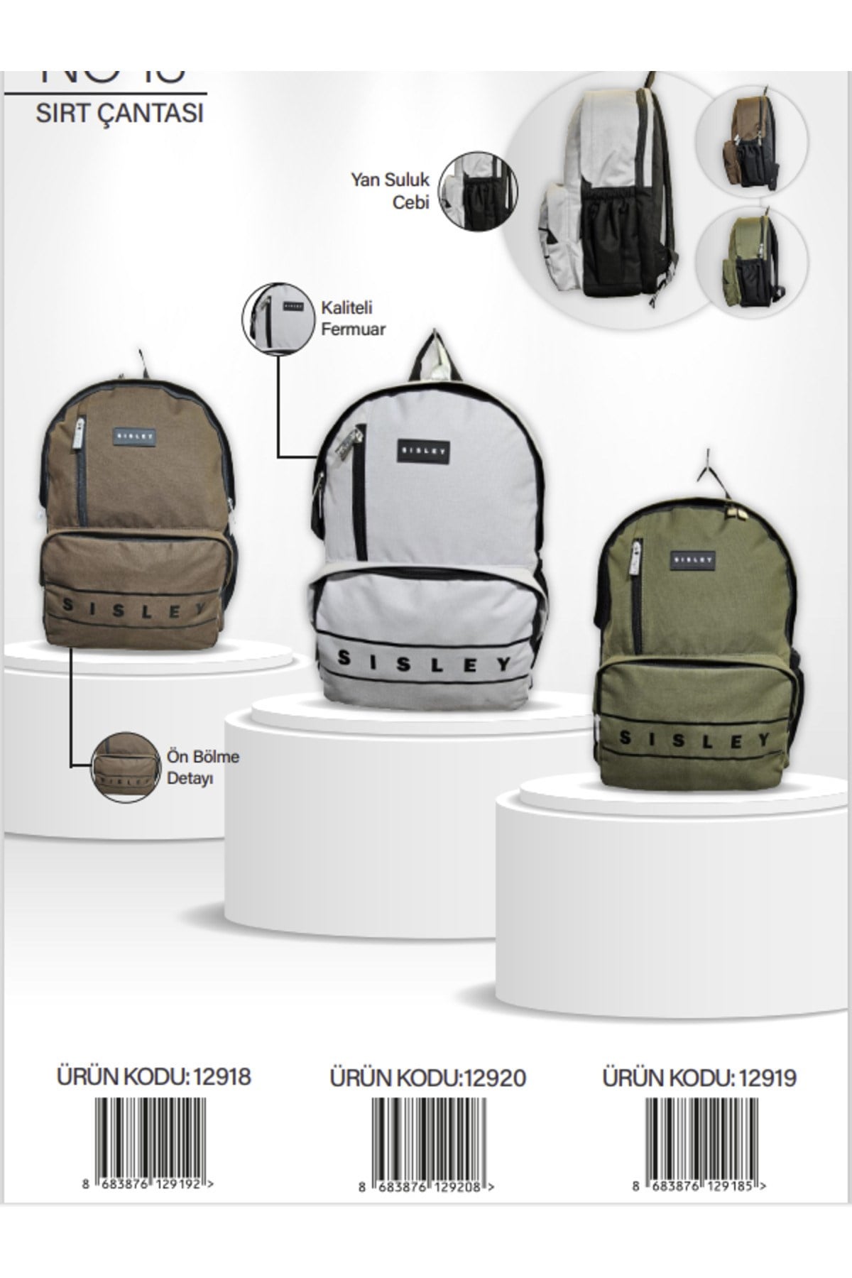 SİSLEY UNISEX SIRT ÇANTA (12918,12919,12920)
