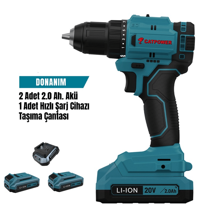 KÖMÜRSÜZ AKÜLÜ VİDALAMA  45NM 10 MM 20V Lİ- İON SET 2.0AH