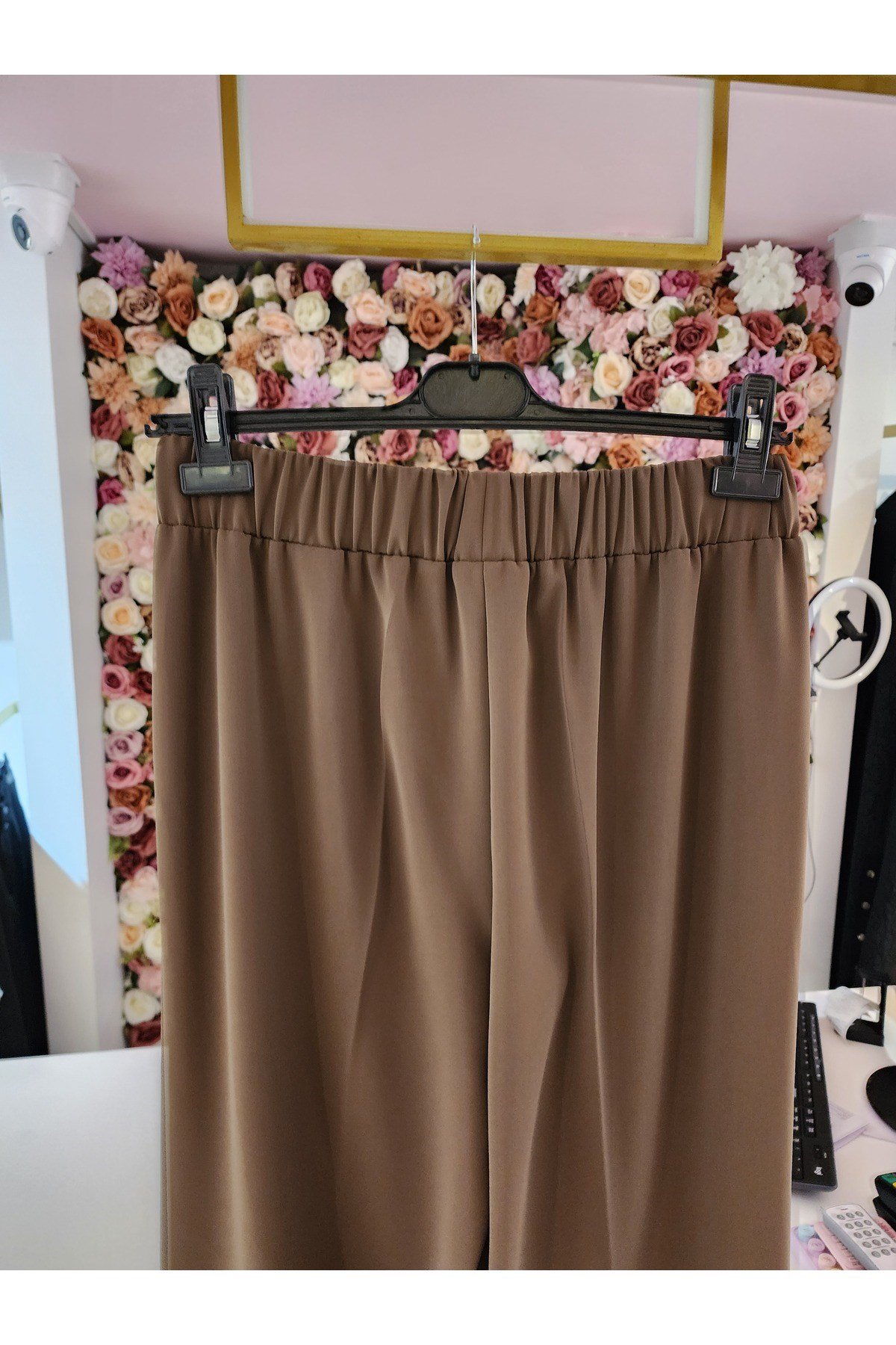 colmar beli lastikli geniş paça vizon pantolon kadın