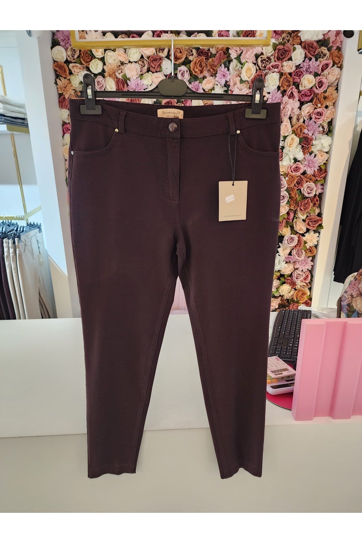 likralı kahve pantolon
