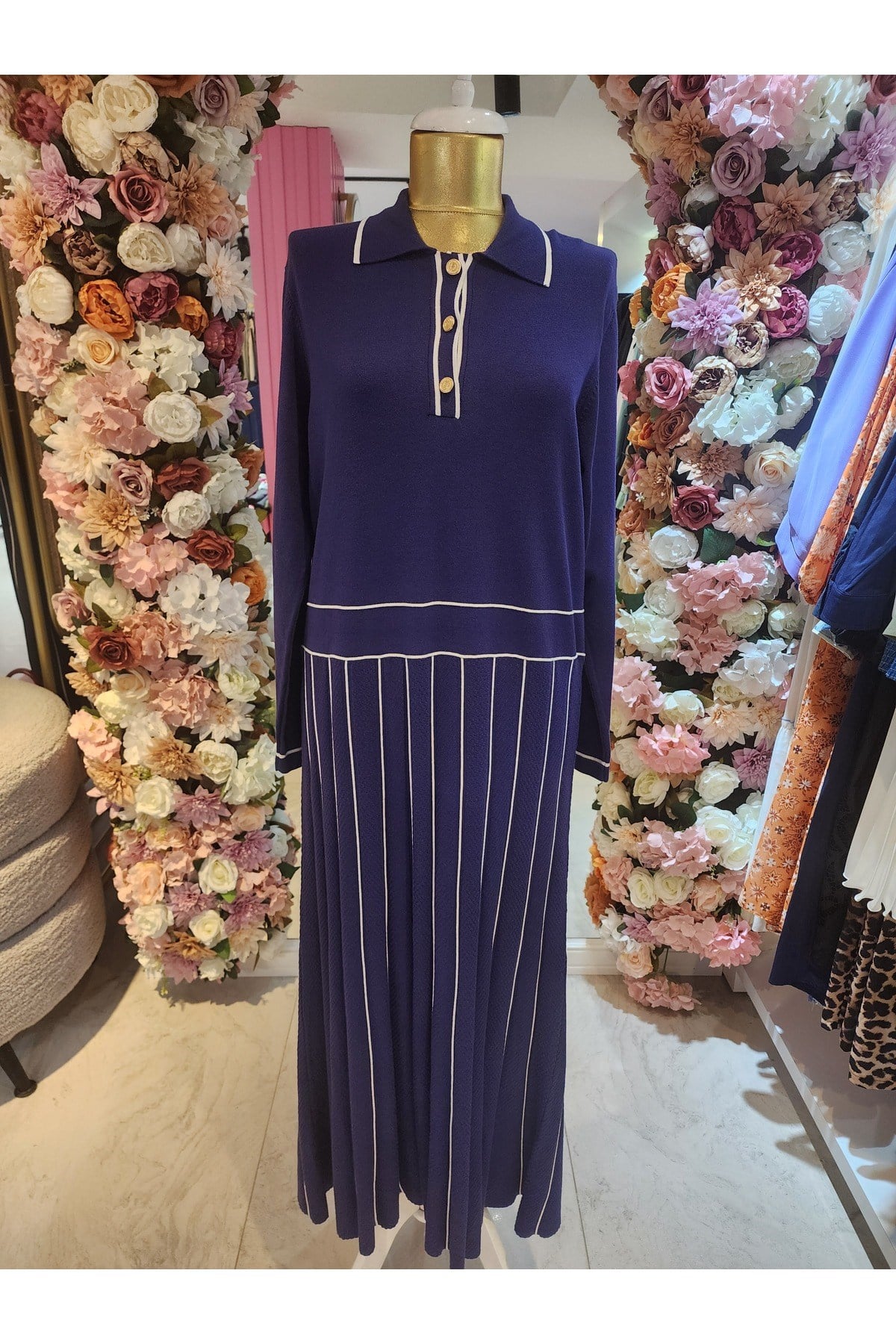 Missemramıss Kadın Lacivert Elegante Triko Elbise