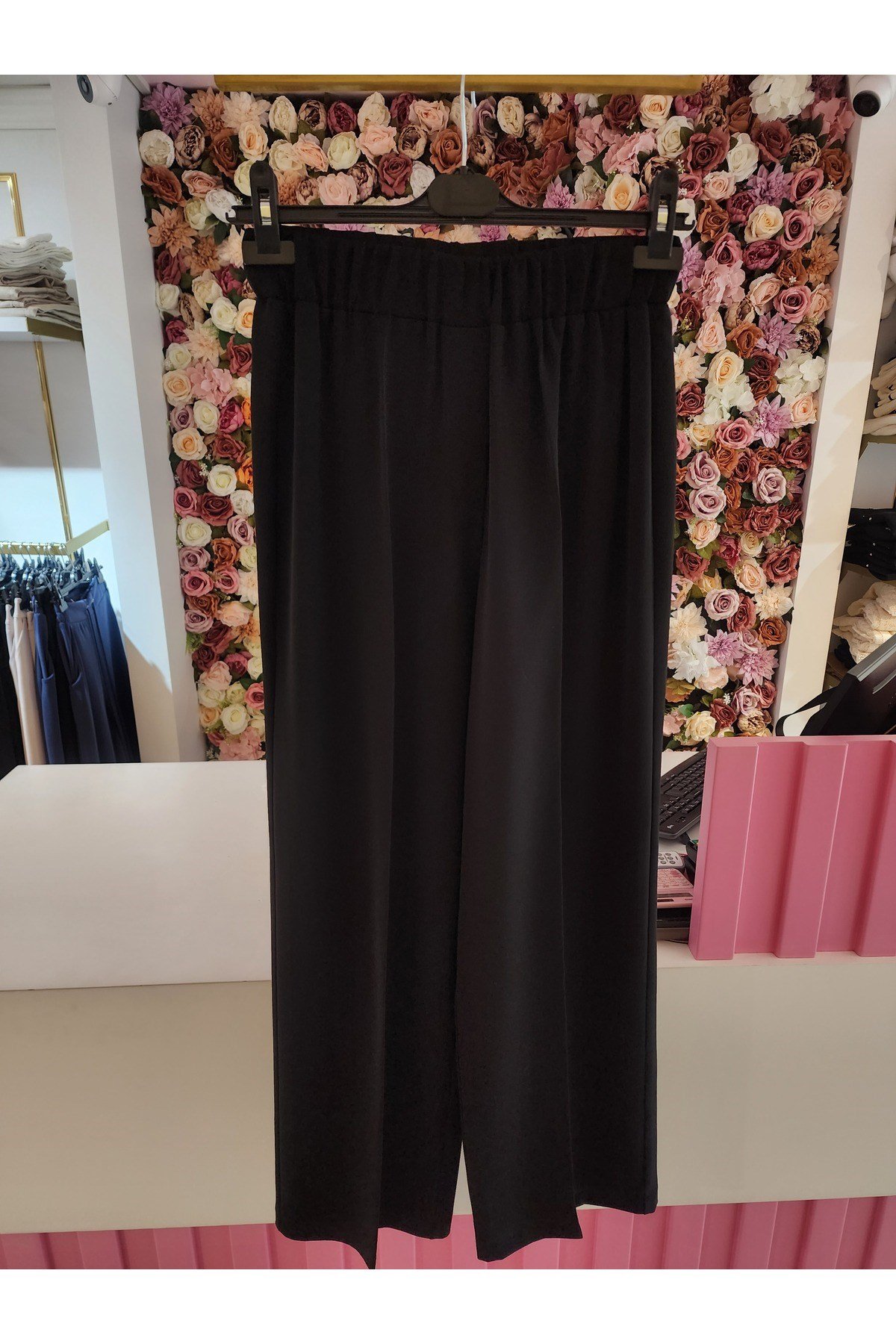 Siyah Kadın Colmar Beli Lastikli Geniş Paça Pantolon