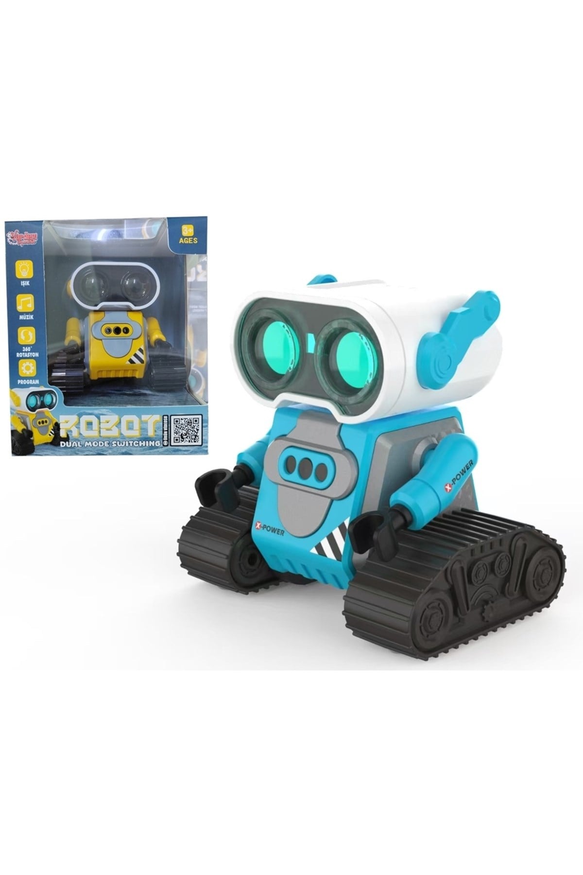 Çift Modlu Şarjlı Robot-Araba - Uzaktan Kumandalı Full Fonksiyon 2.4G (Mavi)