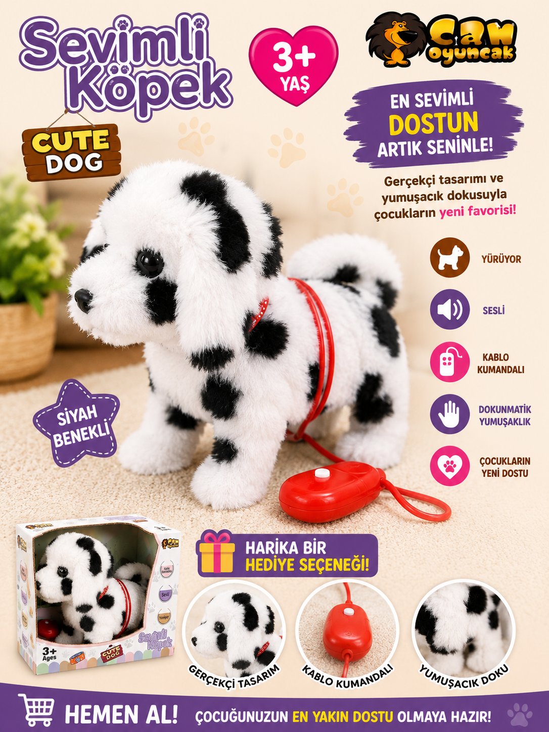 Sevimli Köpek Kablo Kumandalı Sesli Yürüyen Peluş Oyuncak Köpek