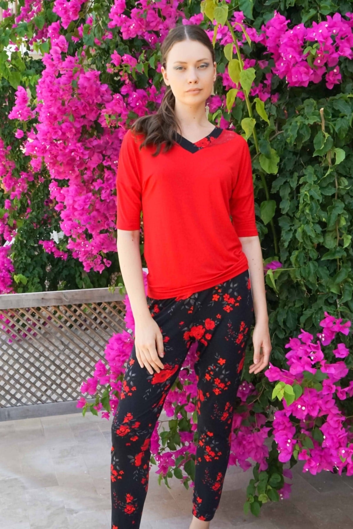 Jiber 10041 Kadın Kırmızı Pijama Takımı 
