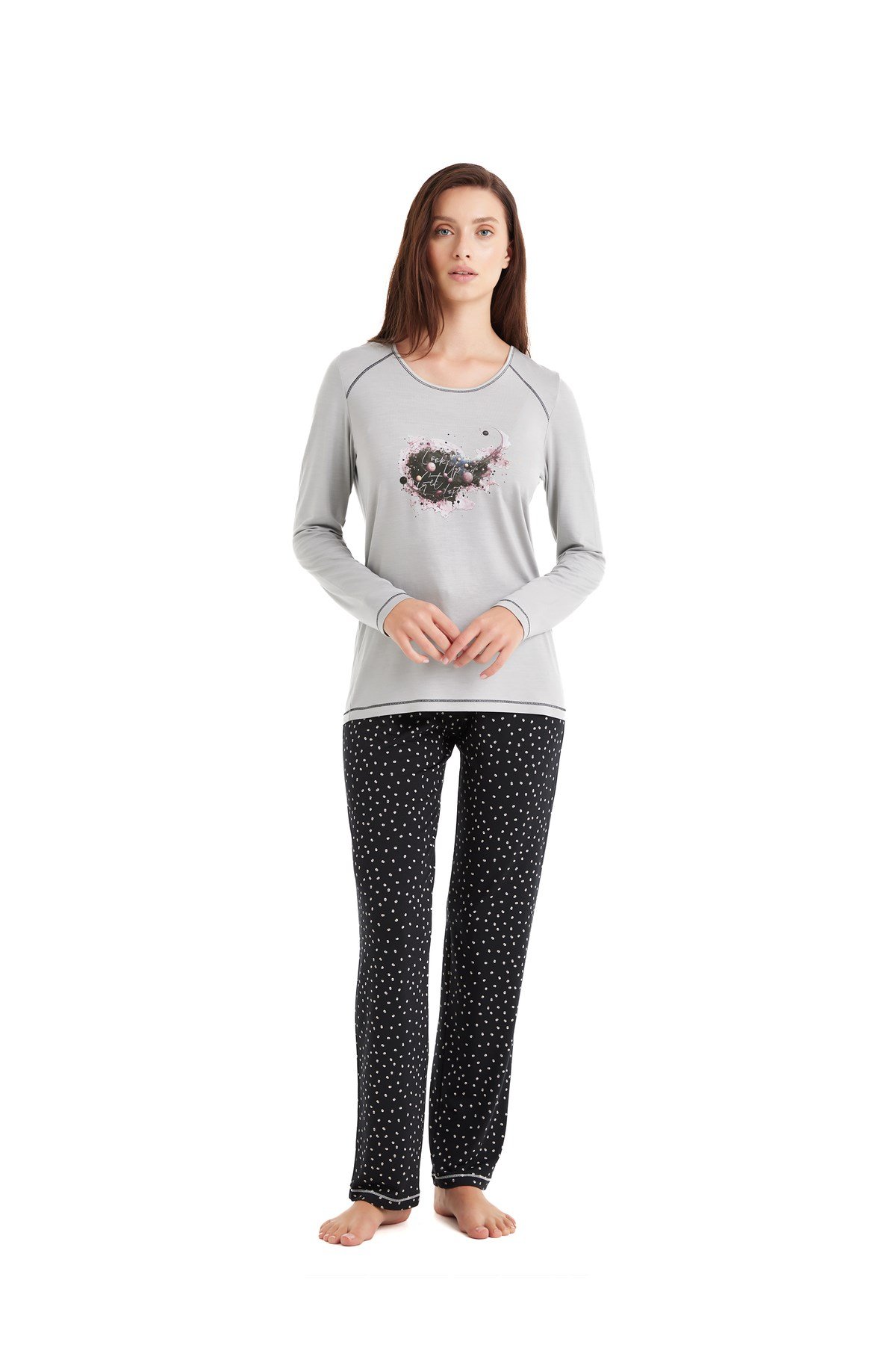 Kadın Pijama Takımı 51610 - Gri