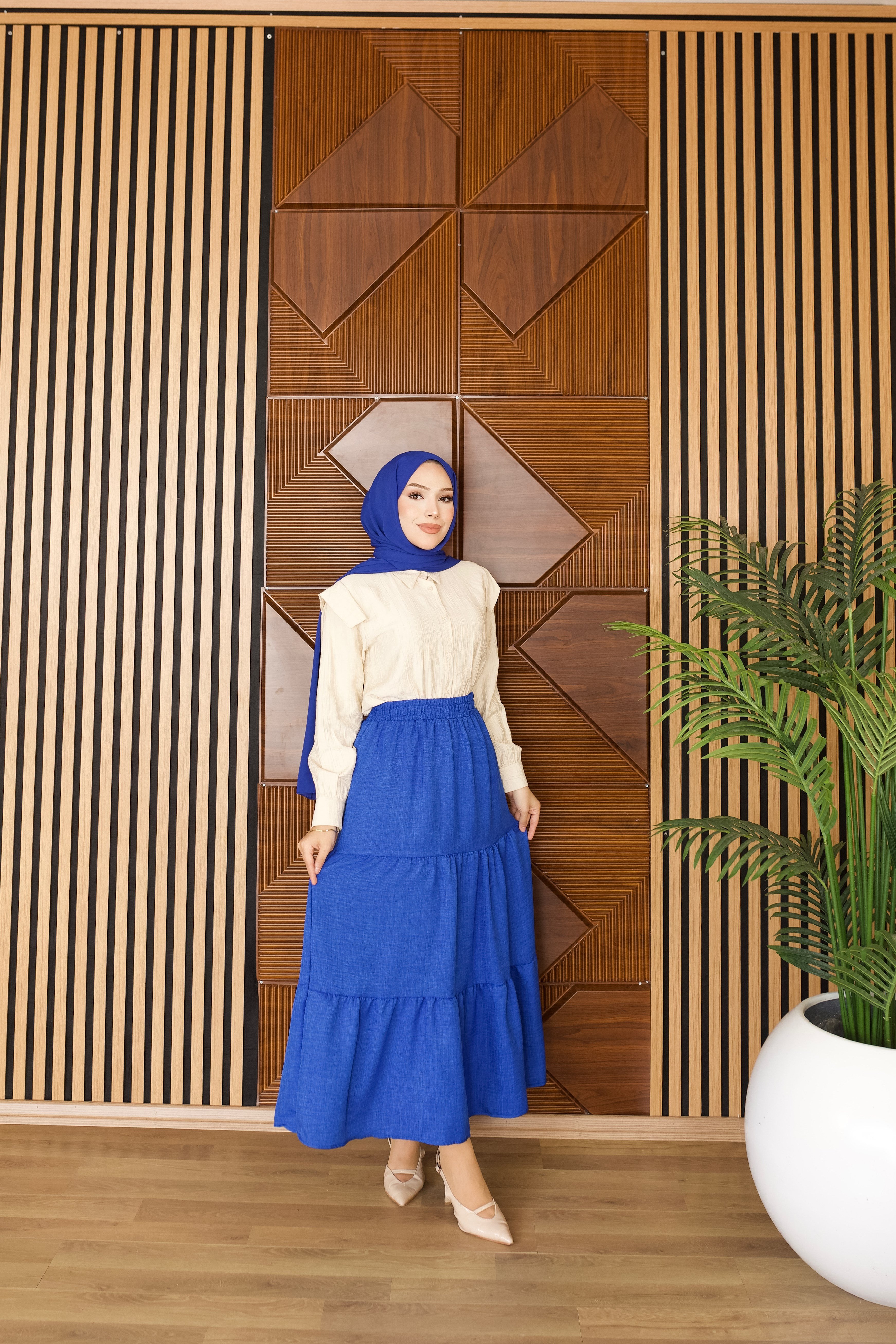 Katlı Yazlık Basic Etek | Saks