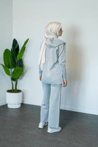 SHENAY Serenity Tesettür İkili Takım Fermuarlı Rahat Kalıp 4 Mevsim Kullanım - Gümüş