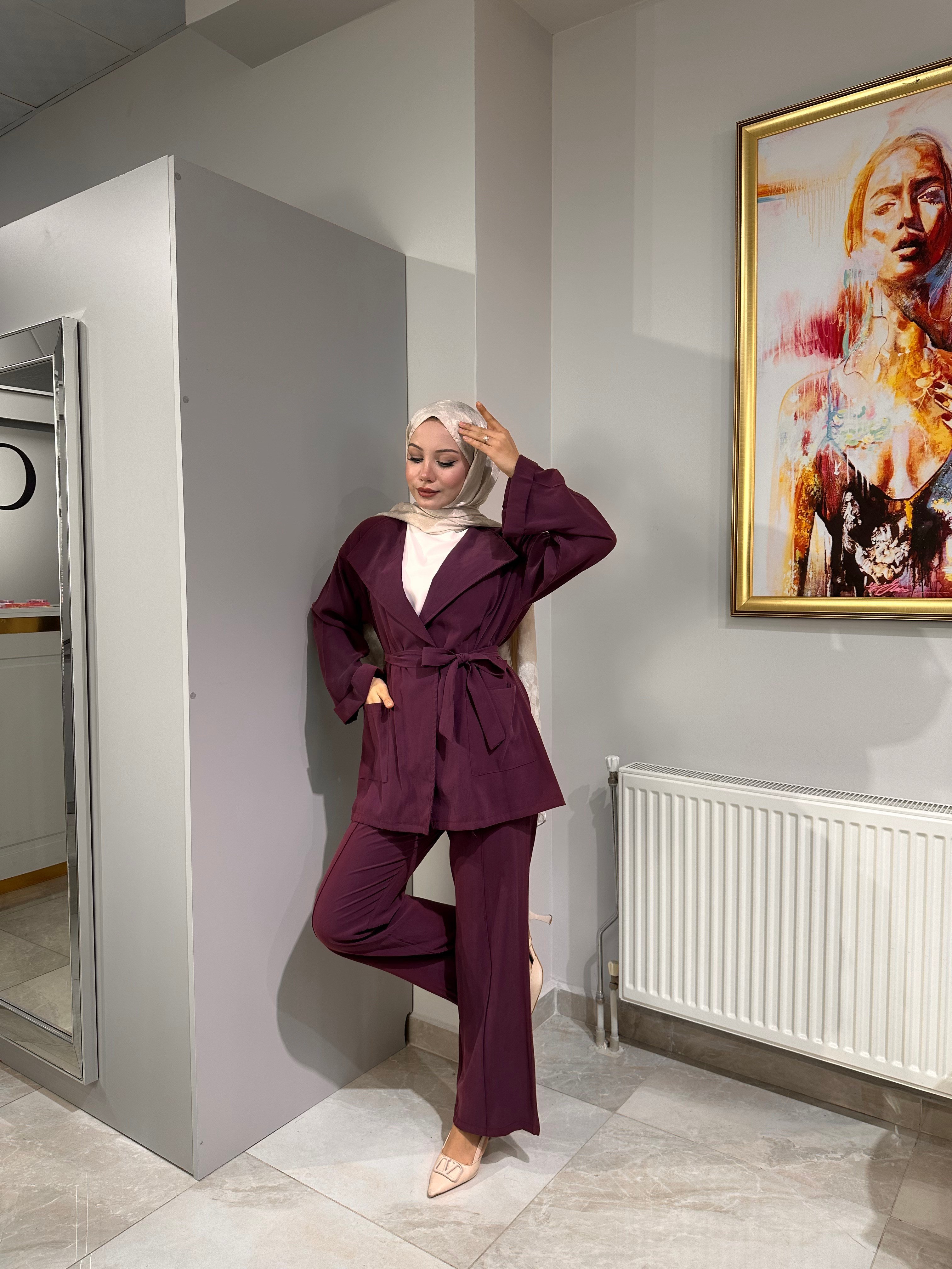 SHENAY Üçlü Takım - Mürdüm