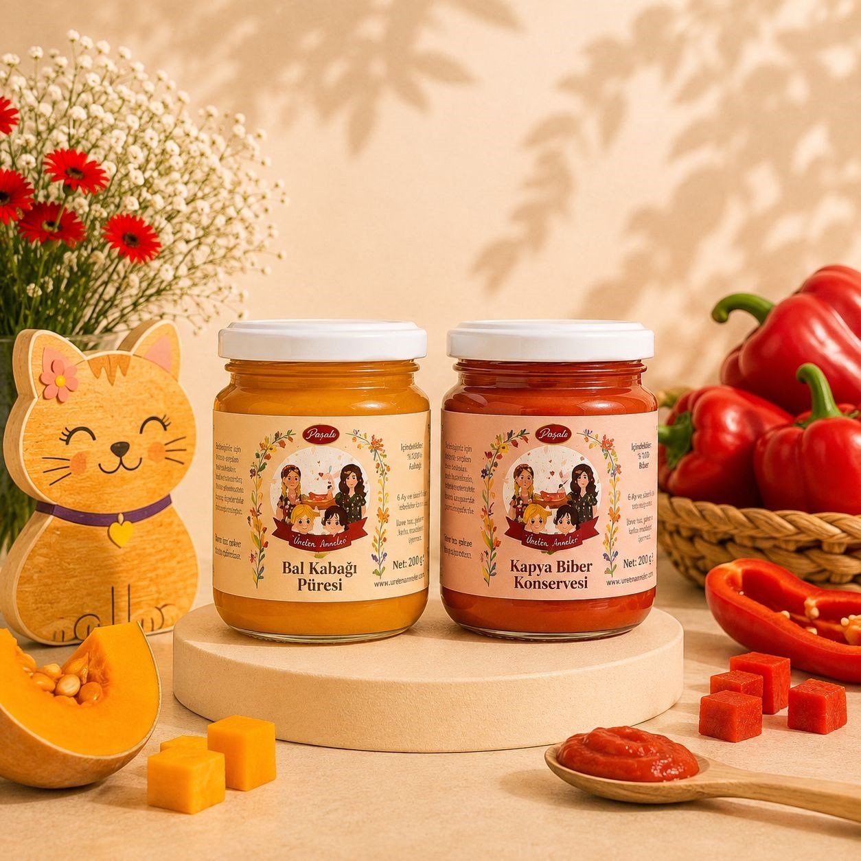 200 GR BAL KABAĞI PÜRESİ-200 GR KAPYA BİBER PÜRESİ (İLAVE TUZ İÇERMEZ )
