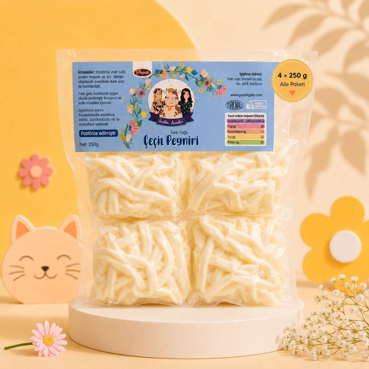 Çeçil Peyniri Az Tuzlu 1 Kg ( 4x 250 gr )