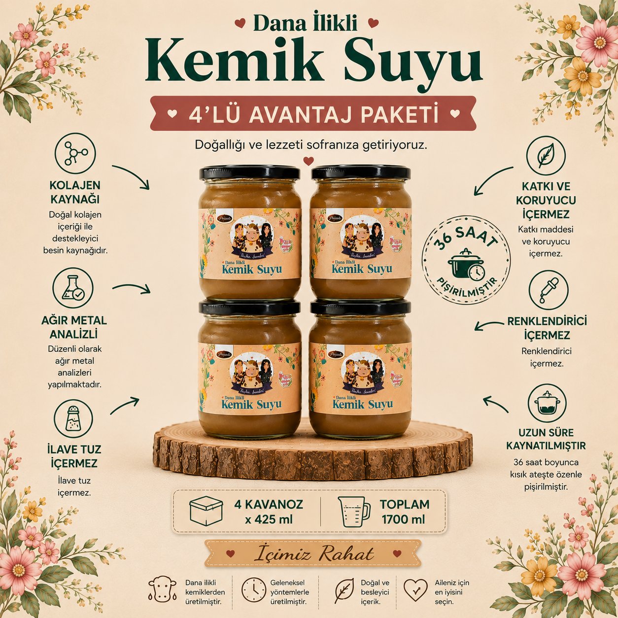 DANA İLİKLİ KEMİK SUYU 4X425 ML (AĞIR METAL ANALİZLİ )