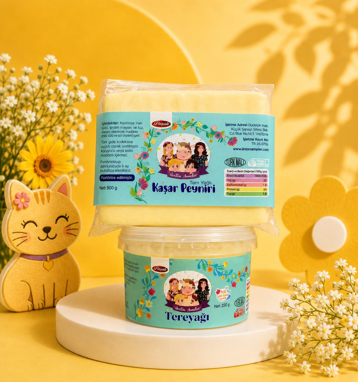 Kaşar Peyniri 500 gr Ve 250 gr Tuzsuz Tereyağ