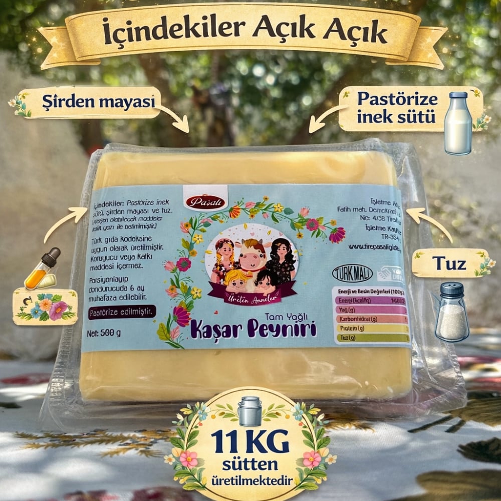 Tam Yağlı Taze Kaşar Peyniri 500 gr