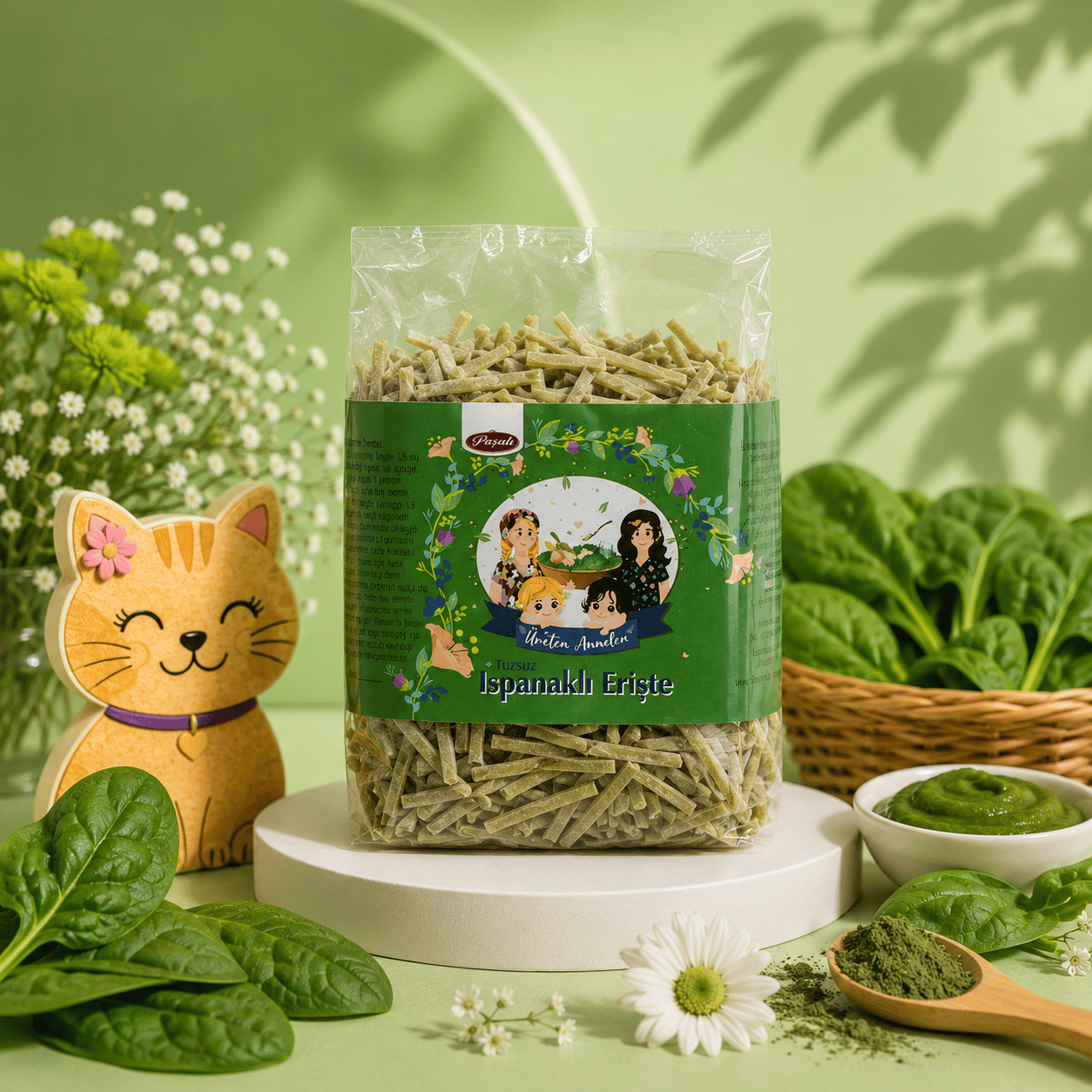 Tuzsuz Ispanaklı Erişte 500 gr