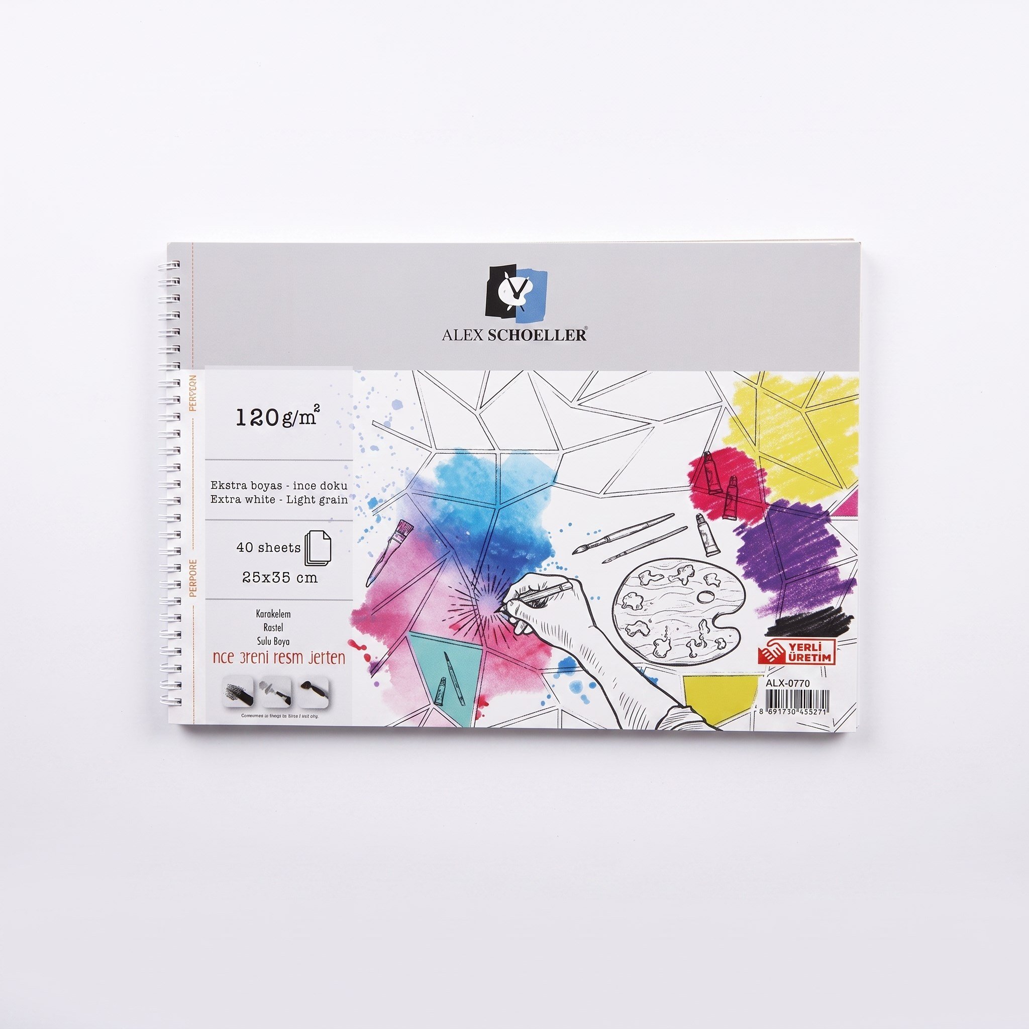 Alex Schoeller 25x35 120 g 40 Yaprak İnce Grenli Defter 