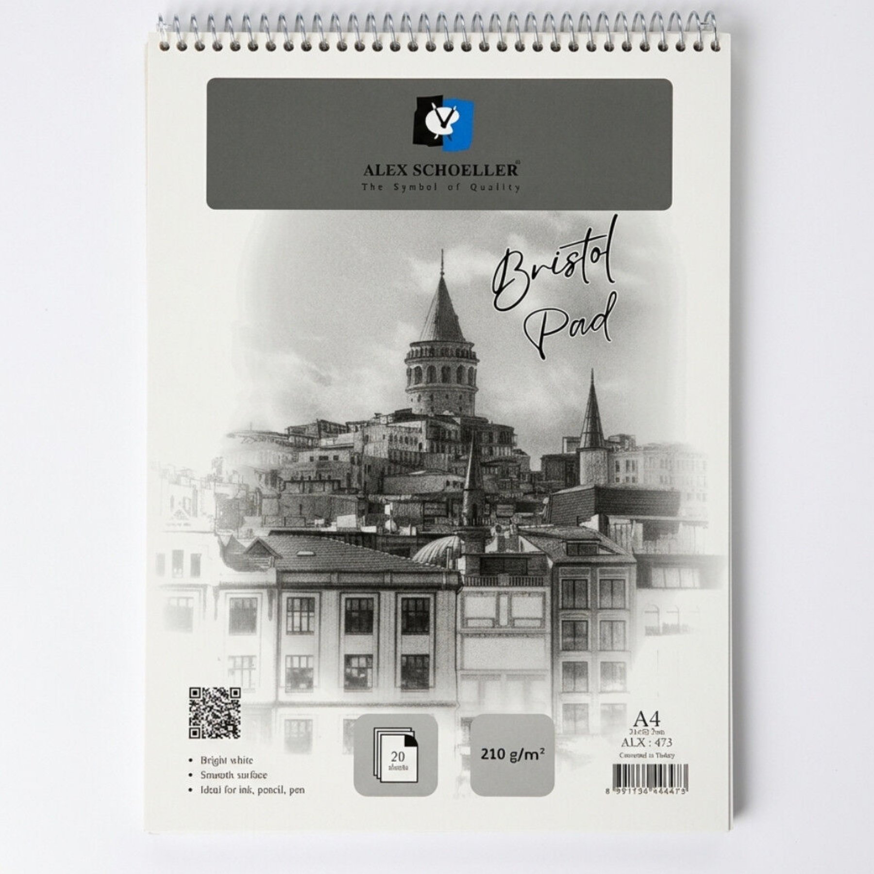 Alex Schoeller A4 20 Yaprak Spiralli Bristol Pad 
