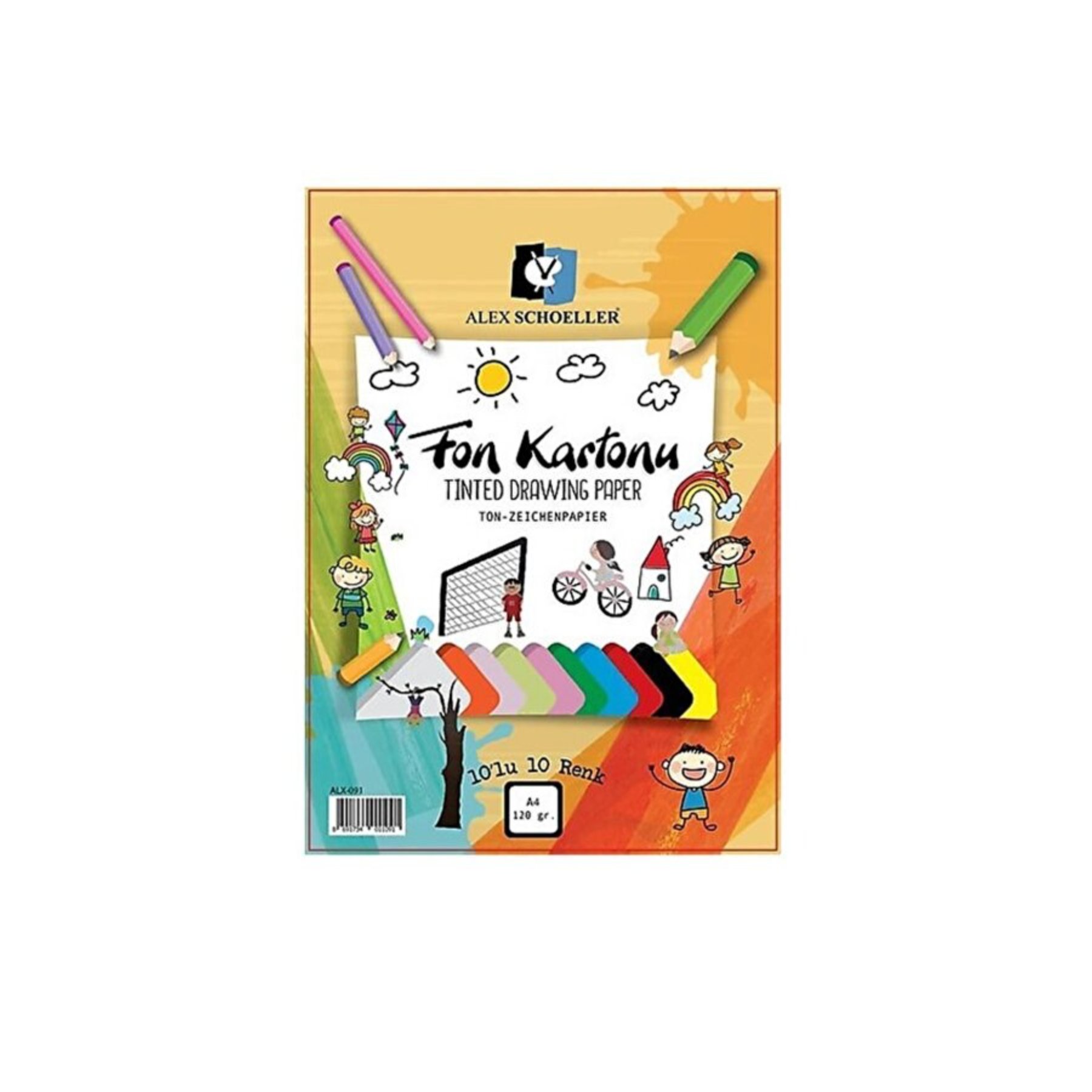 Alex Schoeller Fon Kartonu 10'lu 10 Renk A4 120 gr