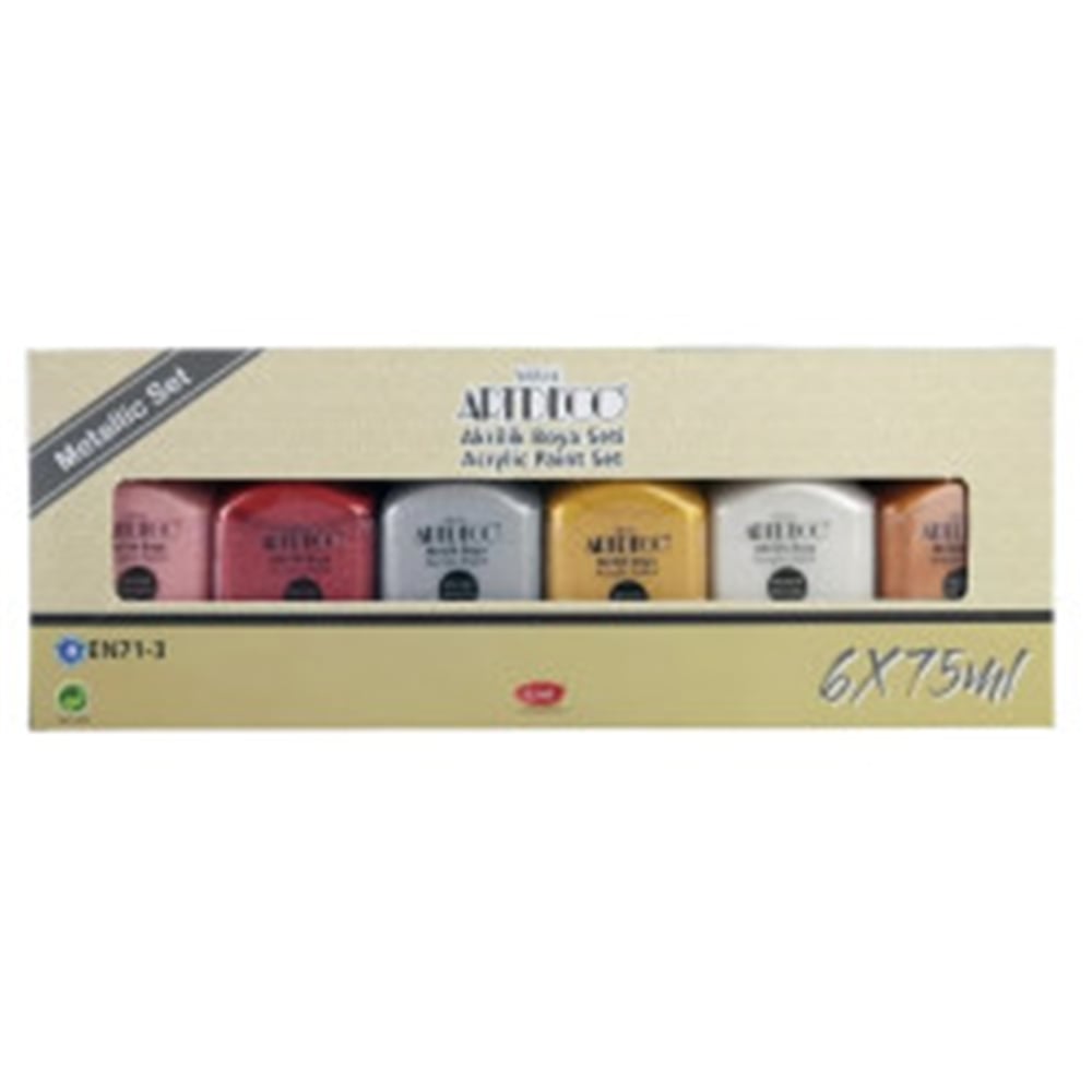 ARTDECO AKRİLİK BOYA 6*75 ML SET METALİK RENKLER