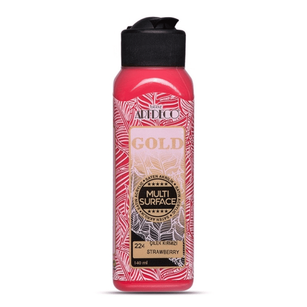 Artdeco Gold 140 ml Çilek Kırmızı Multi Surface Akrilik Boya