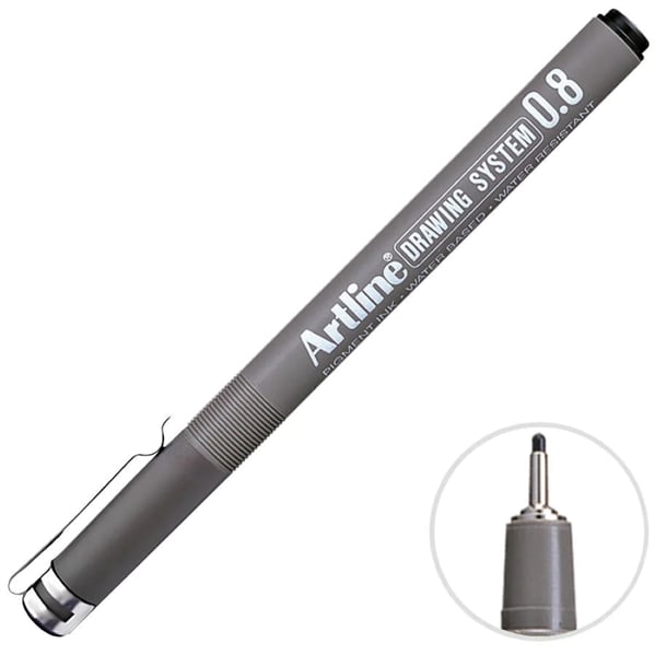 Artline Drawing System 0.8 Siyah Çizim Kalemi Tekli Hobi Sanat