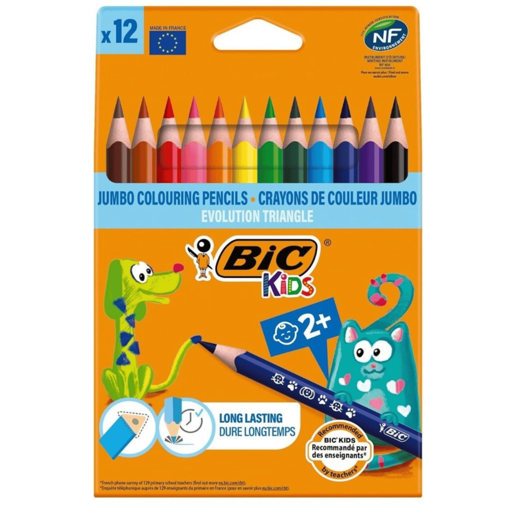 BIC Jumbo Kuru Boya 12 renk Evolution Okul ve Resim Seti Seti