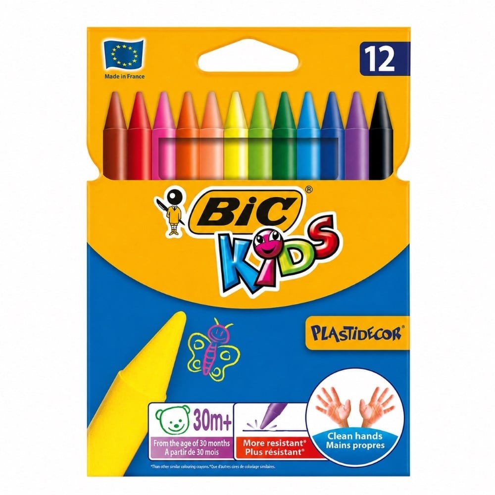 BIC Plastidecor 12 Renk Silinebilir Pastel Boya 