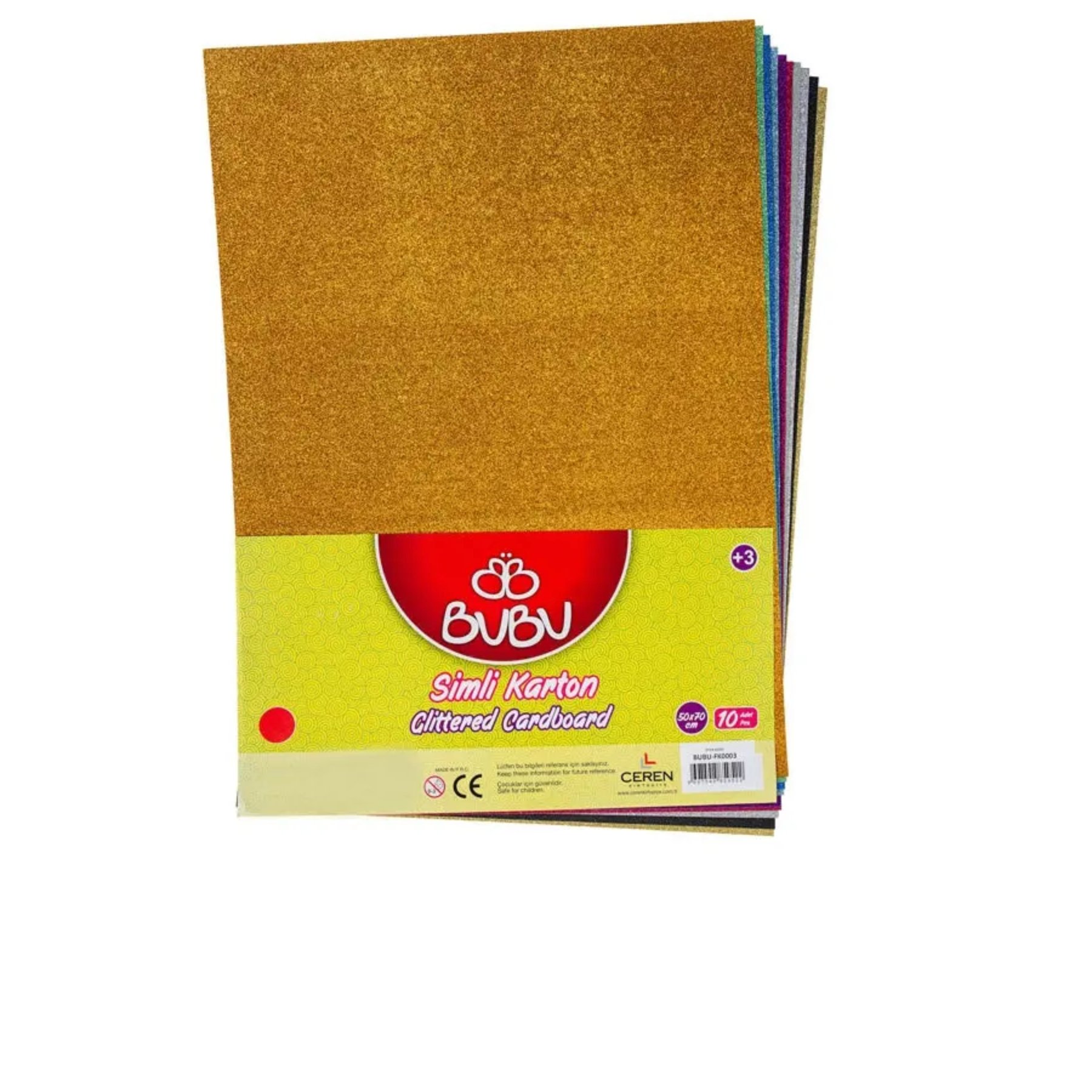 Bu-Bu Simli Fon Kartonu 50X70 Karışık 10'LI