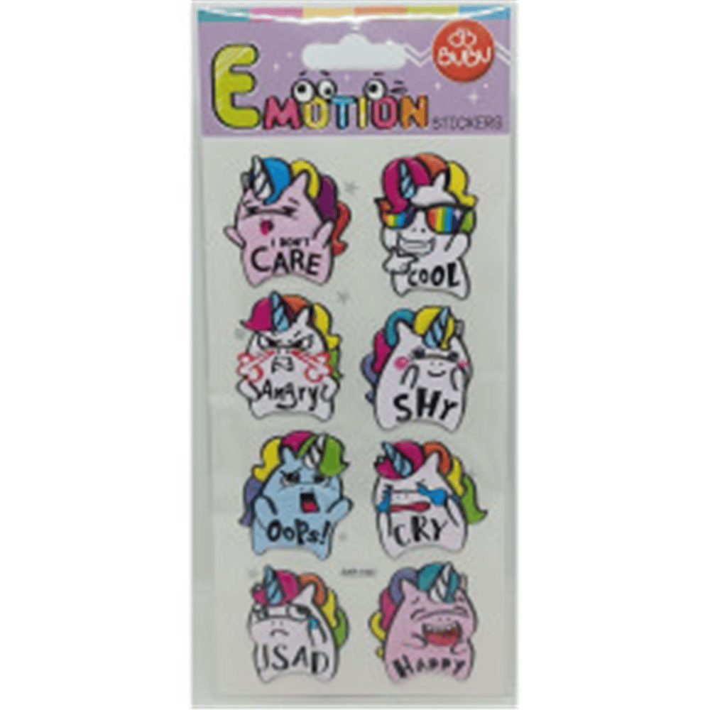 BUBU-SWP-1902 BU-BU EMOTIONS PUFFY STICKERS UNICORN & MESSAGE 9X21