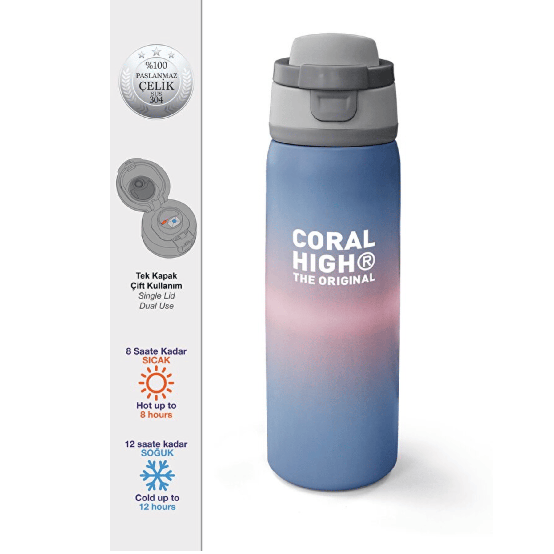 CORAL HIGH ÇELİK TERMOS 800 ML