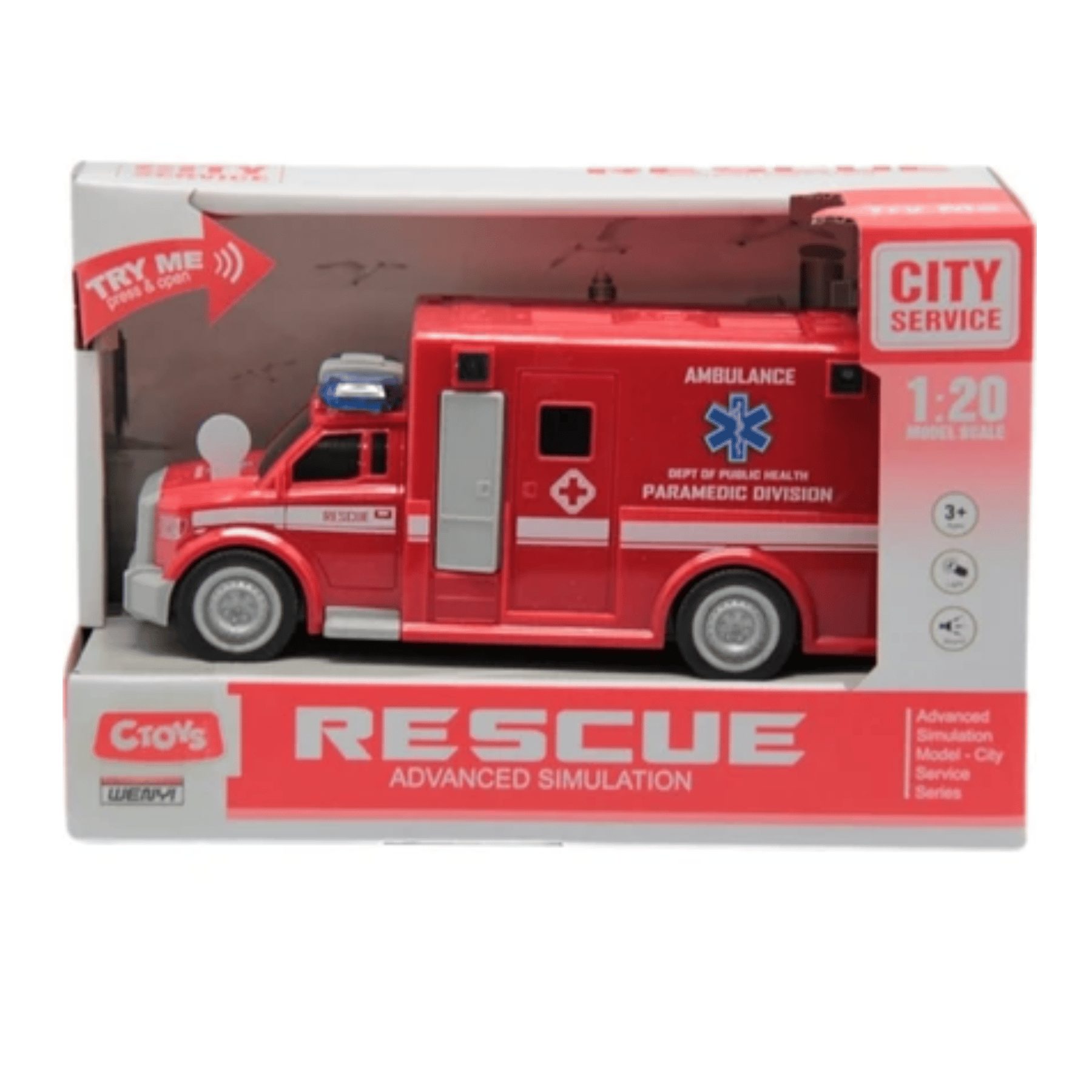 Ctoys 1:20 Sesli Pilli Ambulans 