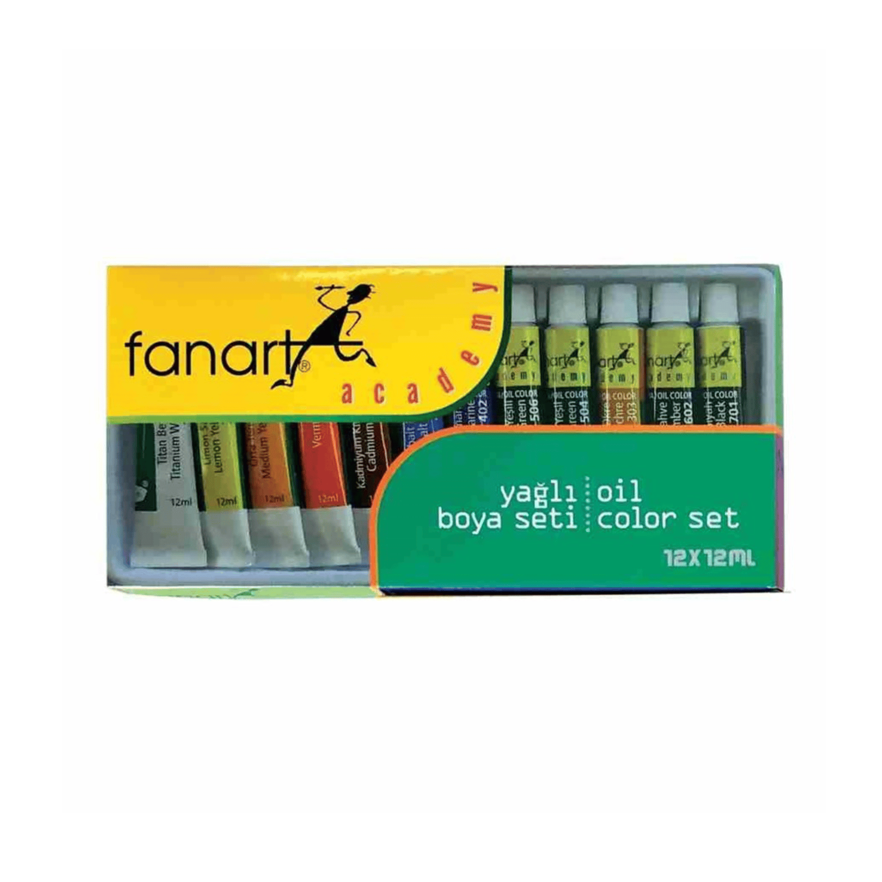 Fanart Academy 12x12 ml 12 Renk Yağlı Boya Seti 