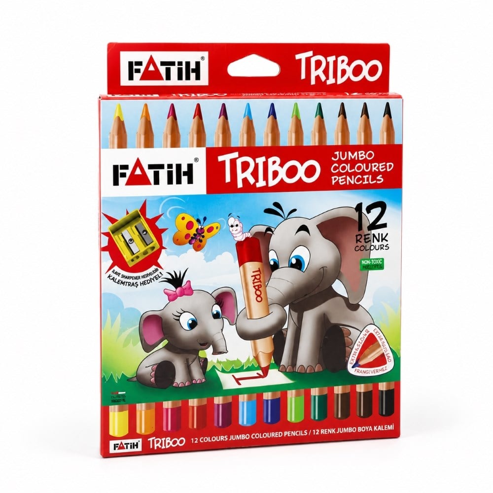Fatih Jumbo Triboo Üçgen Natural Kuru Boya 12’li